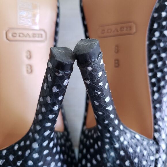 Coach Leather Landrie Polka Dot Bow Pointy Toe Stiletto Heeled Pump Size 8B - Picture 12 of 16